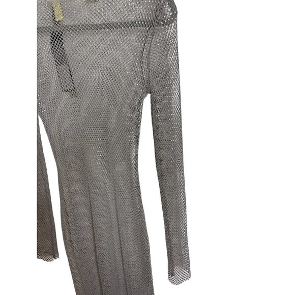 BRONX AND BANCO Long Sleeve Sparkly Embellished Webb Mesh Maxi Dress Size 2 - Picture 11 of 11